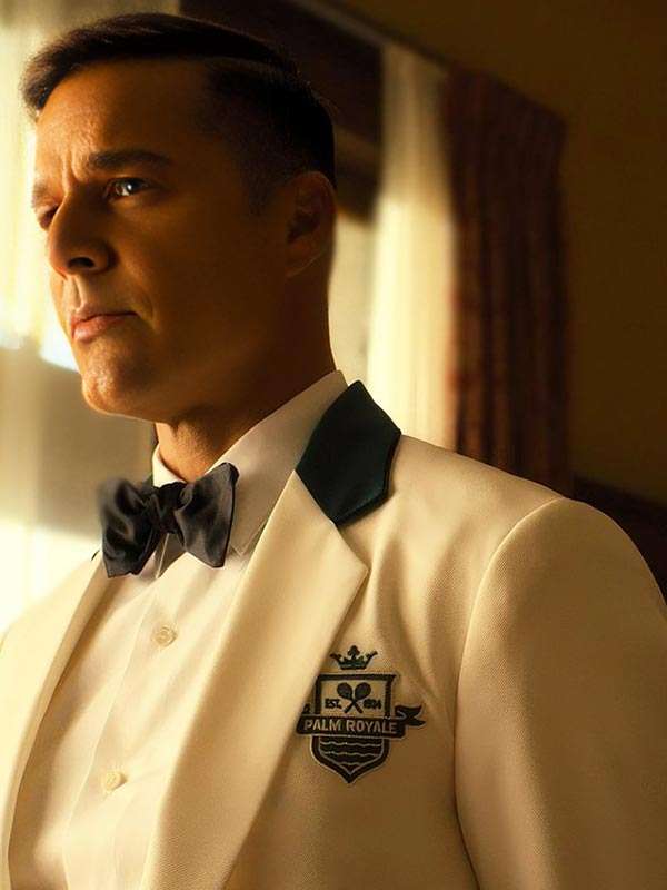 Palm Royale Ricky Martin White Crop Blazer