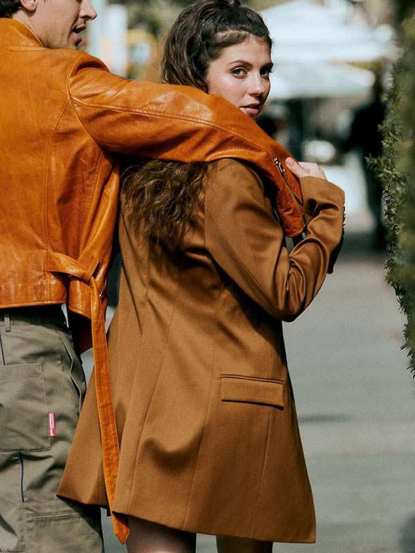 People We Meet on Vacation 2026 Emily Bader Brown Wool Coat