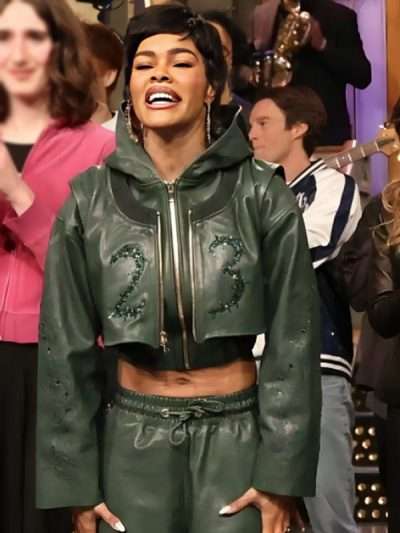 Saturday Night Live S51 Teyana Taylor 23 Green Leather Jacket