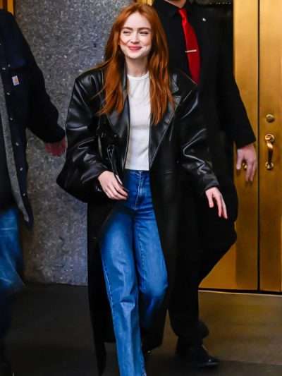 Sadie Sink 2026 Black Trench Coat