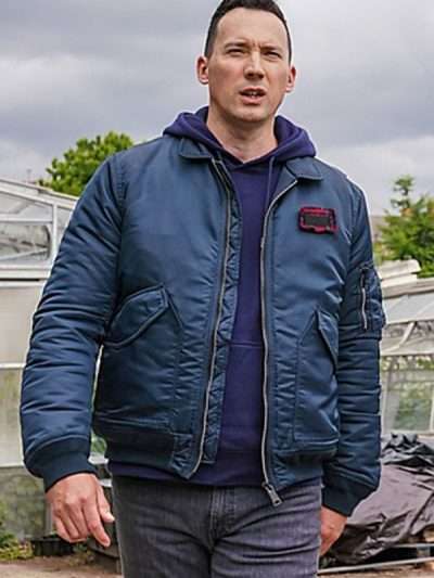 David Caves Silent Witness Blue Bomber Jacket