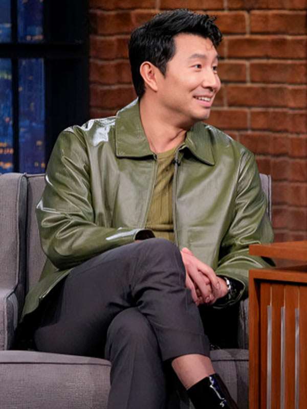 Late Night With Seth Meyers S13 Simu Liu Green Leather Jacket