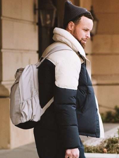 Stephen Curry Blue and White Shearling Jacket