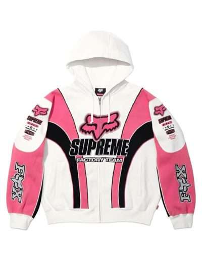 Supreme Fox Racing Hooded Pink Sweatshirt