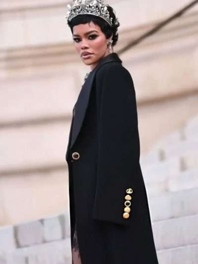 PFW 2026 Teyana Taylor Black Coat