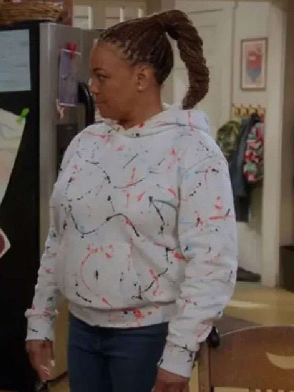 The Upshaws S04 Regina Splatter White Hoodie