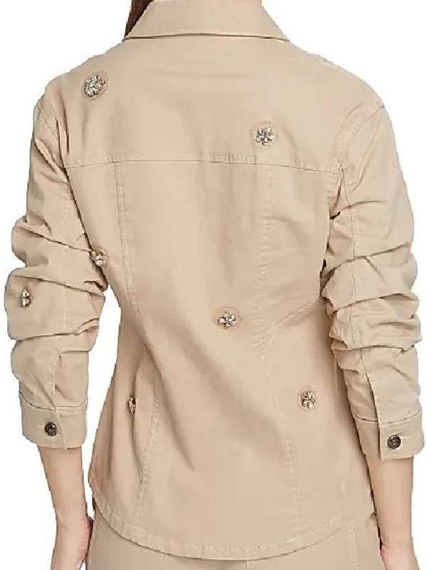 The Upshaws S07 Lucretia Turner Beige Cotton Embroidered Jacket