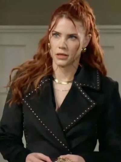 The Young And The Restless S53 Sally Spectra Studded Wool Trench Coat