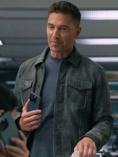 The Rookie 2026 Eric Winter Grey Seude Leather Jacket