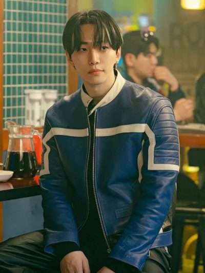 Typhoon Family Lee Jun-ho Blue Leather Jacket