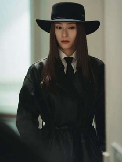 Way Back Love 2025 Krystal Jung Black Trench Leather Coat