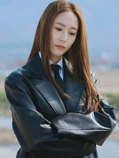 Way Back Love Krystal Jung Black Leather Coat