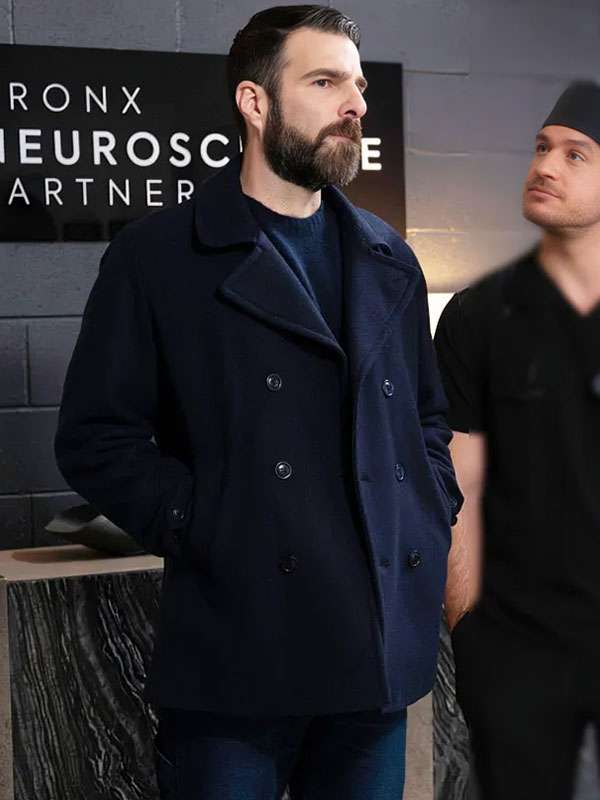 Brilliant Minds 2026 Dr. Oliver Wolf Blue Wool Peacoat