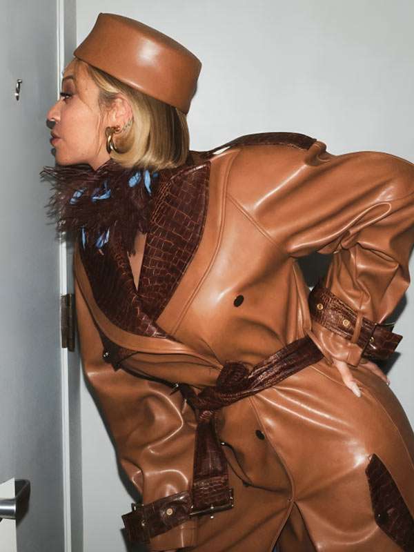 Super Bowl LX Beyonce Brown Leather Coat