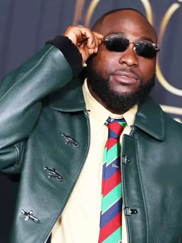 Davido Power 100 Party Green Leather Jacket