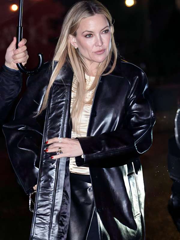 NYC 2026 Kate Hudson Leather Coat