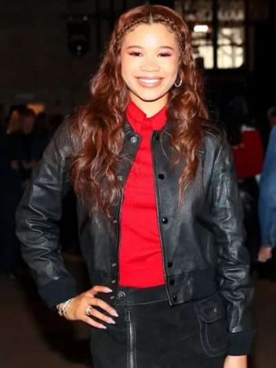 Storm Reid Black Leather Jacket