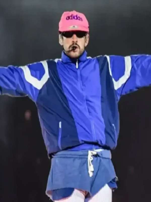 Singer Bad Bunny 2026 Tour Blue Track Jacket
