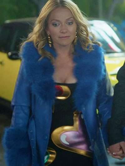 The Lincoln Lawyer 2026 Becki Newton Blue Fur Trim Leather Coat