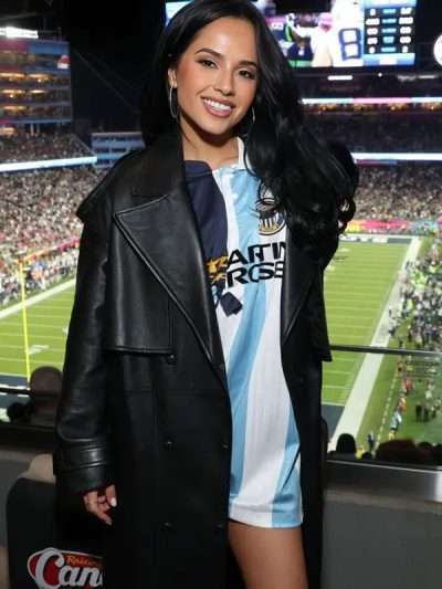 American Actress Becky G Black Leather Coat