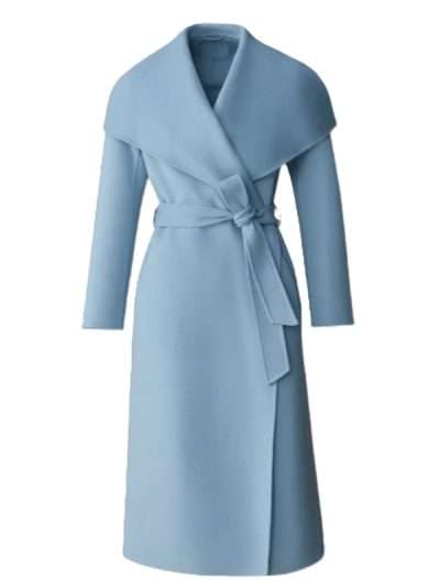 Brilliant Minds S02 Carol Pierce Blue Wool Trench Coat
