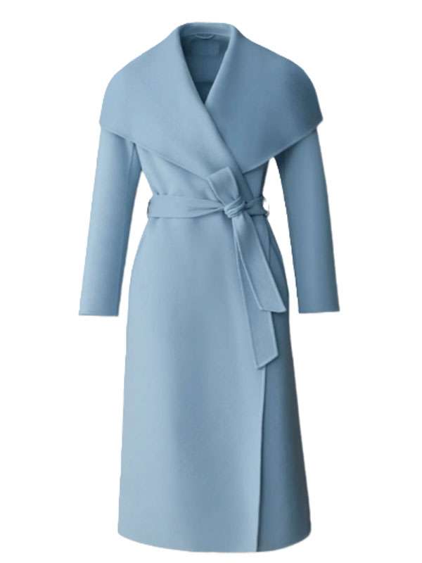 Brilliant Minds S02 Carol Pierce Blue Wool Trench Coat