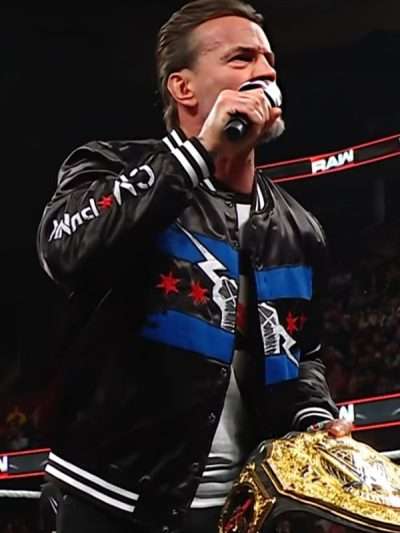 WWE CM Punk 2026 Black Varsity Jacket