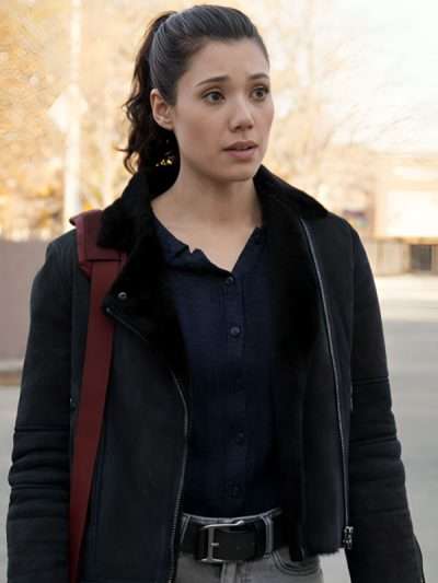 Chicago Fire 2026 Violet Mikami Black Shearling Leather Jacket