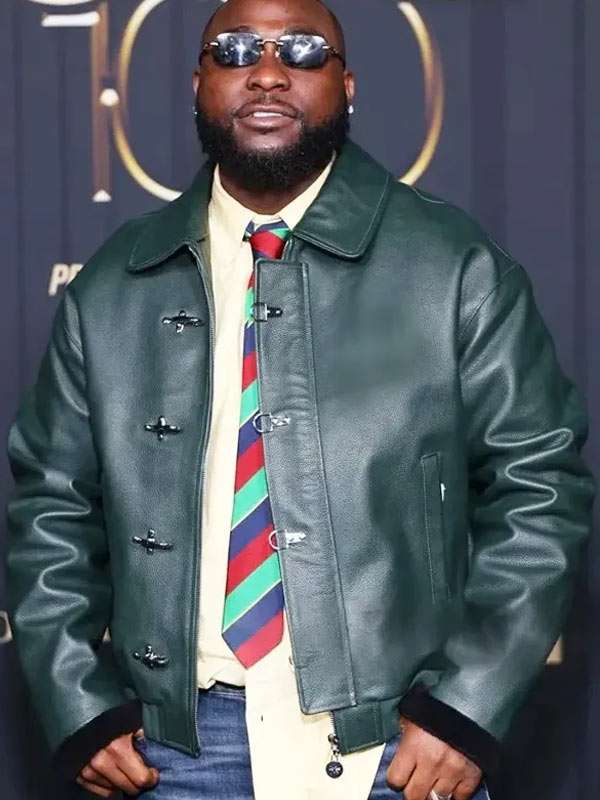 2026 Davido Green Leather Jacket