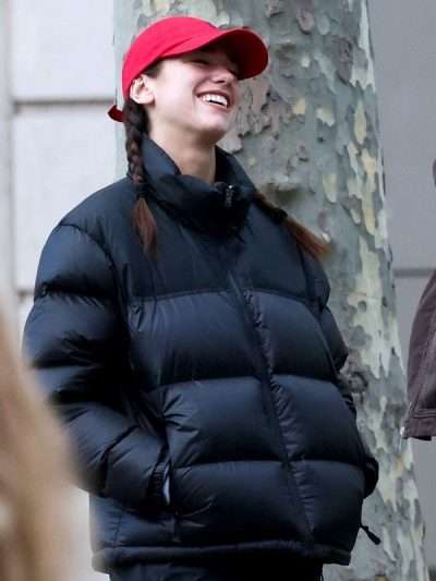 Dua Lipa Street Style 2026 Black Puffer Jacket