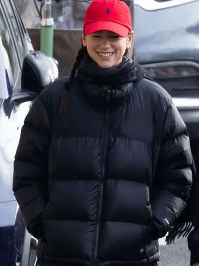 Dua Lipa 2026 Black Puffer Jacket