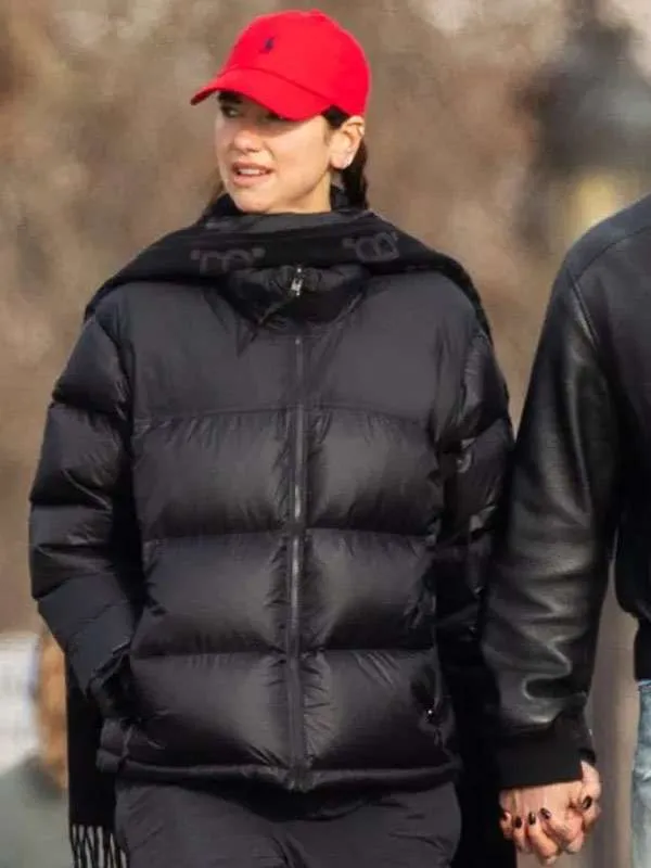 Dua Lipa Black Puffer Jacket