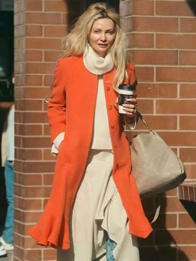 Gia Skova Street Style 2026 Orange Wool Coat