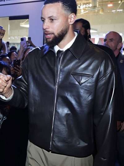 Goat Premiere Stephen Curry Brown Leather Jacket