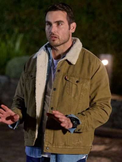 Nicholas Cartwright Home and Away Brown Sherpa Jacket