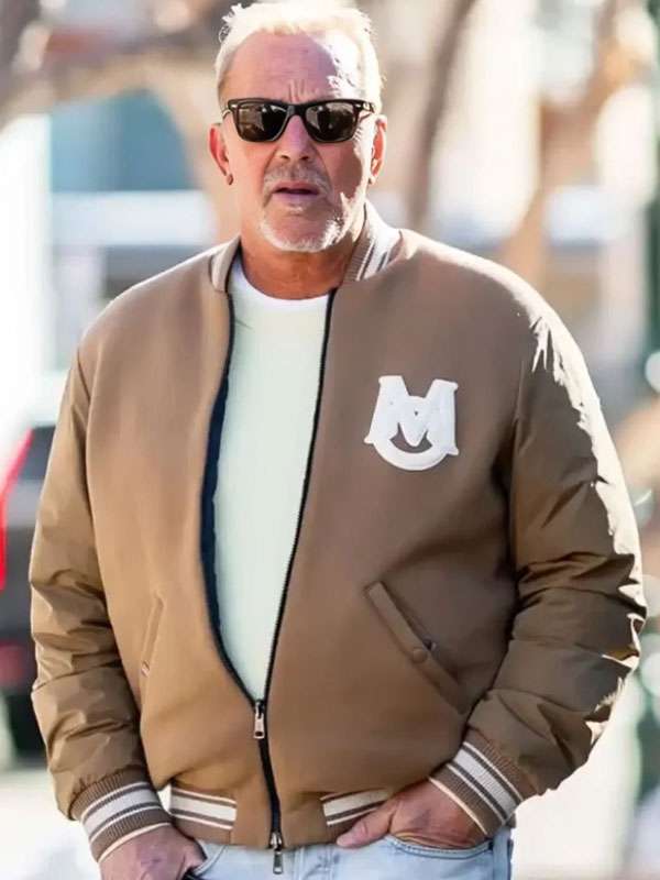 Kevin Costner Beige Bomber Jacket