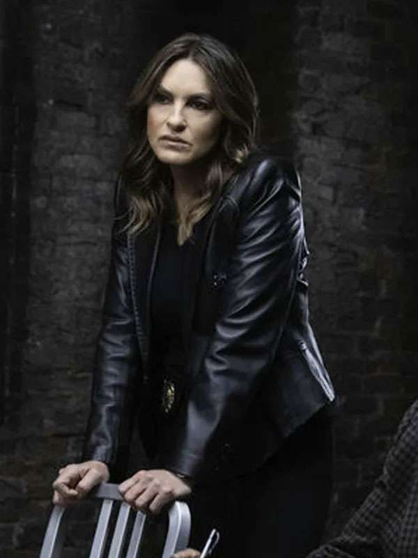Law and Order SVU Mariska Hargitay Black Leather Blazer