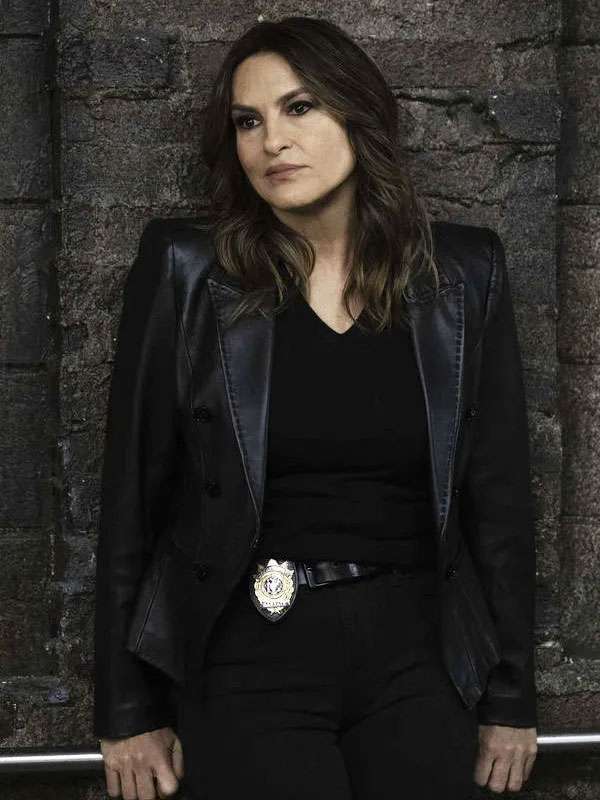 Law and Order SVU S27 Mariska Hargitay Black Leather Blazer