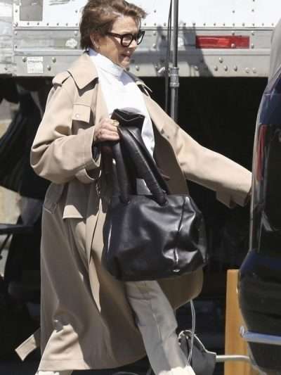 Lucky 2026 Annette Bening Beige Wool Trench Coat