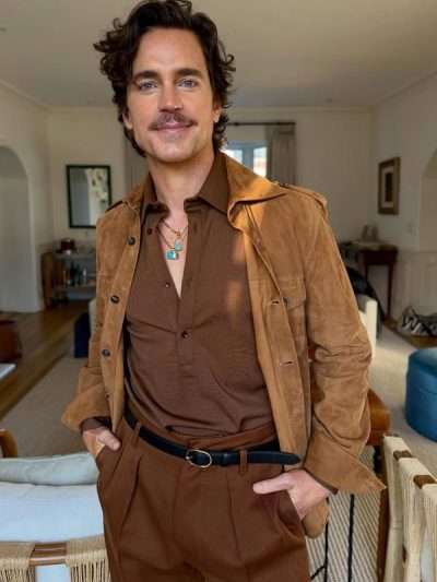 Matt Bomer Outcome 2026 Brown Suede Leather Jacket