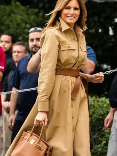 First Lady Melania Trump Brown Cotton Coat