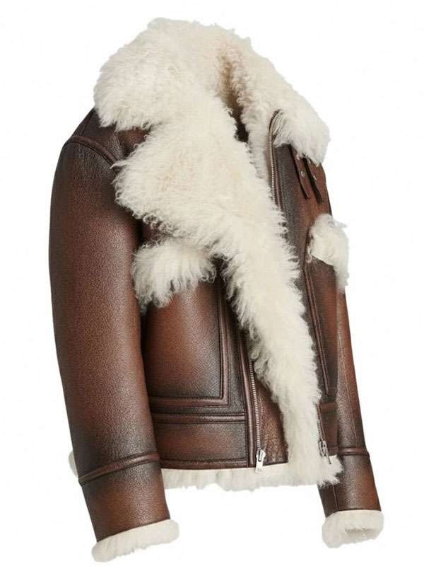 Men’s Distressed Brown Aviator Leather Jacket