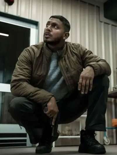 NCIS Sydney S03 Sean Sagar Olive Green Puffer Jacket