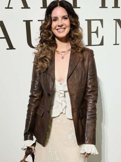 Lana Del Rey Brown Distressed Leather Blazer