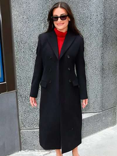 Shop Lea Michele Black Wool Coat