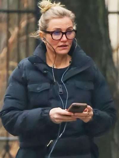 Cameron Diaz Black Puffer Jacket