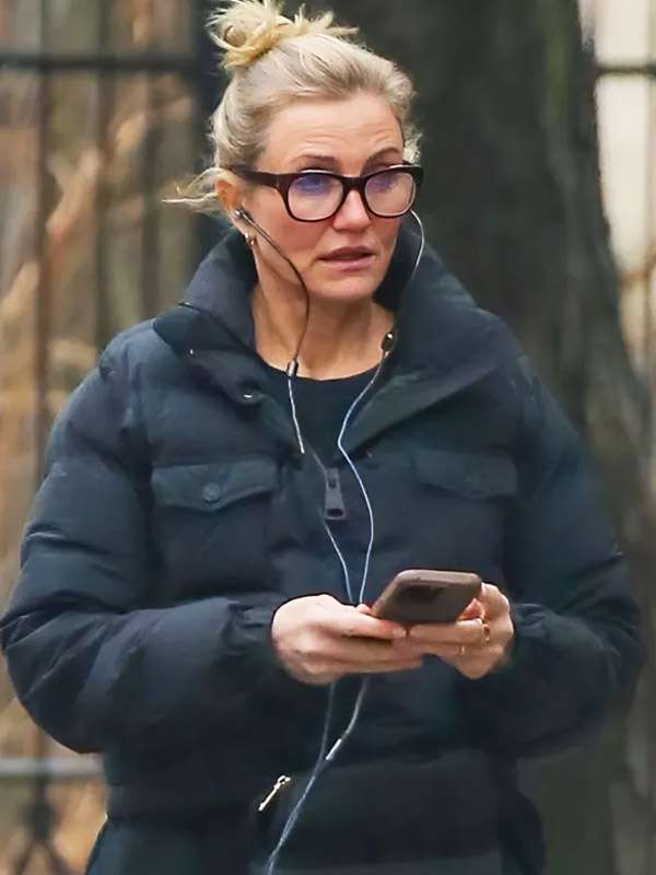 Cameron Diaz Black Puffer Jacket