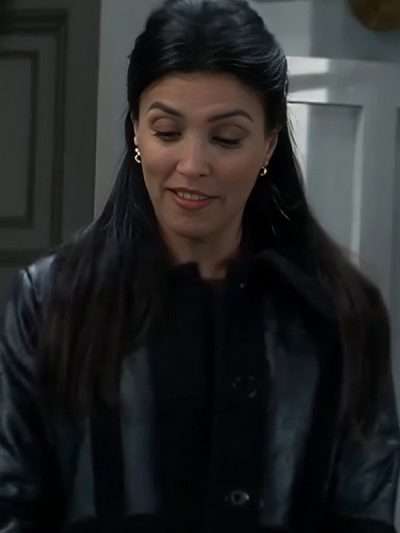 General Hospital 2026 Nazneen Contractor Black Shearling Leather Coat