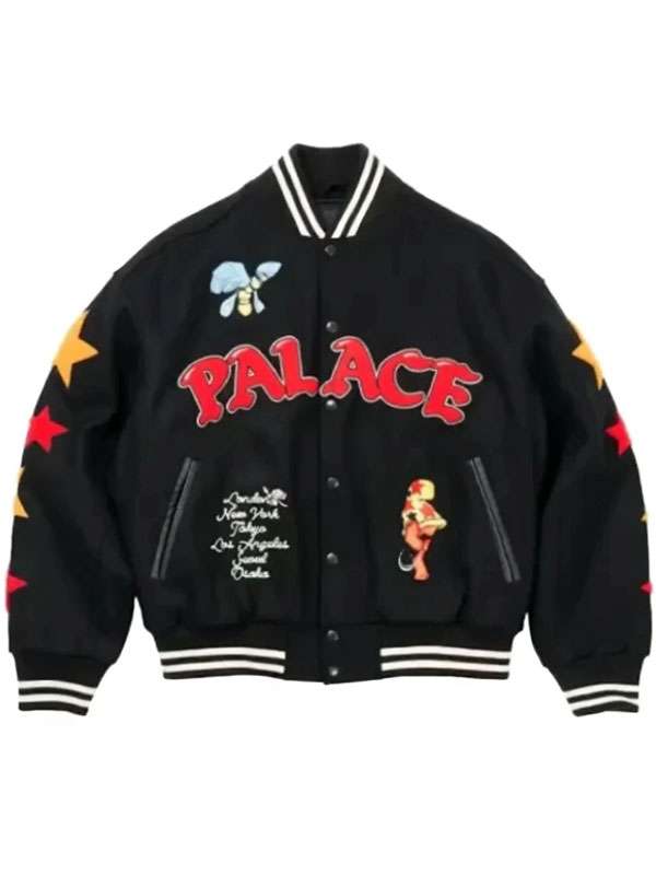 Palace Mark Bode Black Varsity Bomber Jacket