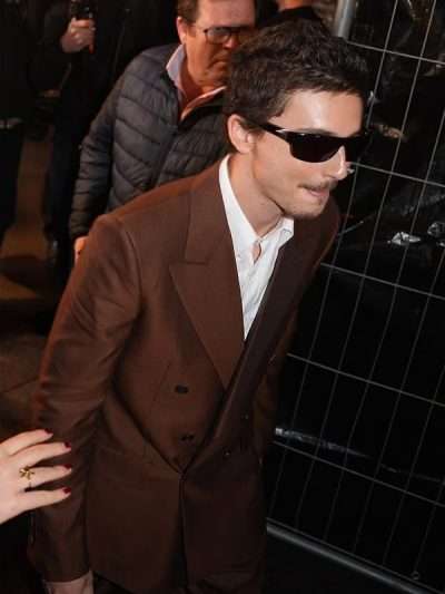 Timothée Chalamet Paris Premiere 2026 Brown Suit